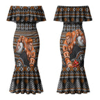 Personalized Giants Football Christmas Couples Matching Mermaid Dress and Hawaiian Shirt Australian Football Mascot - Ugly Xmas Pattern Festive