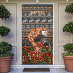 Personalized Giants Football Christmas Door Cover Australian Football Mascot - Ugly Xmas Pattern Festive