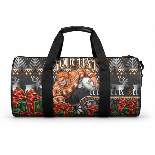 Personalized Giants Football Christmas Duffle Bag Australian Football Mascot - Ugly Xmas Pattern Festive