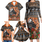 Personalized Giants Football Christmas Family Matching Long Sleeve Bodycon Dress and Hawaiian Shirt Australian Football Mascot - Ugly Xmas Pattern Festive