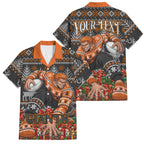 Personalized Giants Football Christmas Family Matching Off Shoulder Maxi Dress and Hawaiian Shirt Australian Football Mascot - Ugly Xmas Pattern Festive