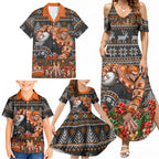 Personalized Giants Football Christmas Family Matching Summer Maxi Dress and Hawaiian Shirt Australian Football Mascot - Ugly Xmas Pattern Festive