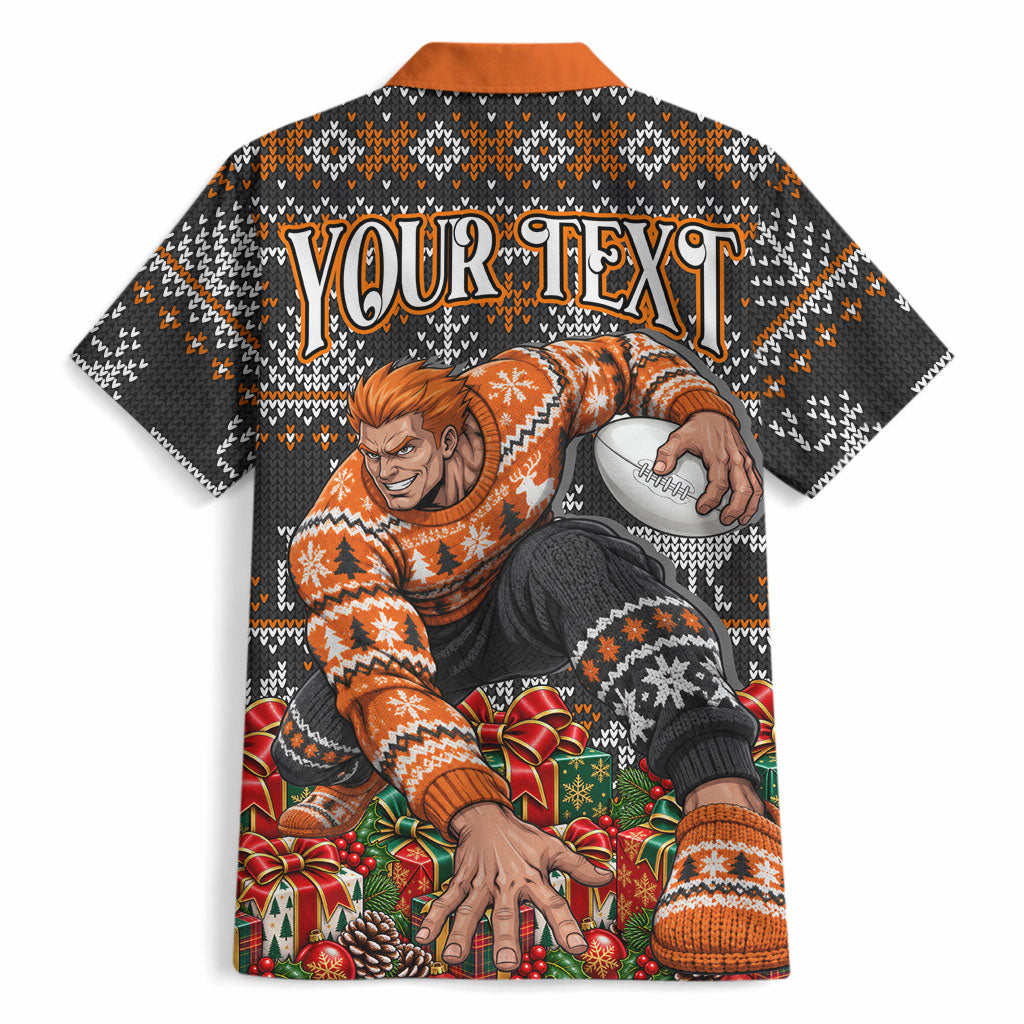 Personalized Giants Football Christmas Hawaiian Shirt Australian Football Mascot - Ugly Xmas Pattern Festive