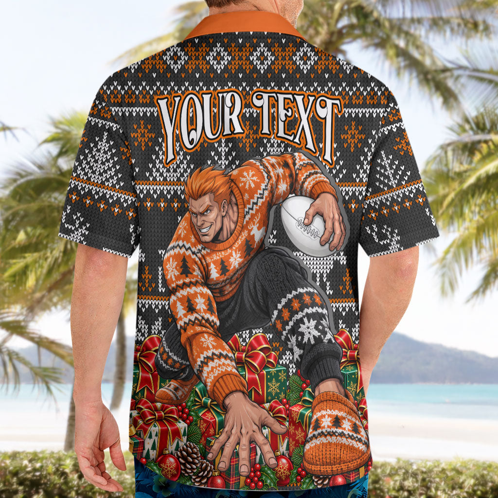 Personalized Giants Football Christmas Hawaiian Shirt Australian Football Mascot - Ugly Xmas Pattern Festive