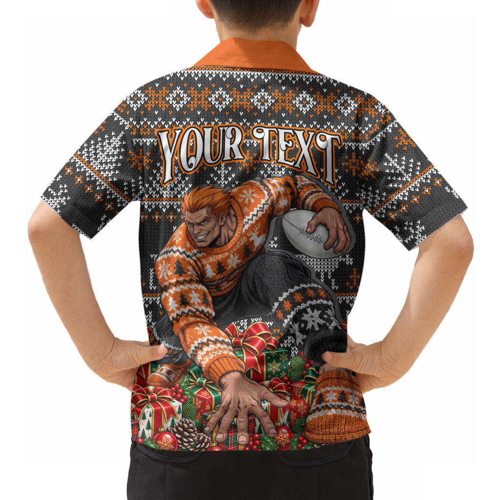 Personalized Giants Football Christmas Hawaiian Shirt Australian Football Mascot - Ugly Xmas Pattern Festive