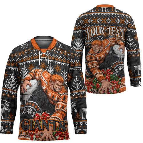 Personalized Giants Football Christmas Hockey Jersey Australian Football Mascot - Ugly Xmas Pattern Festive