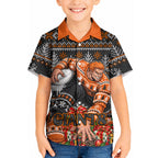 Personalized Giants Football Christmas Kid Hawaiian Shirt Australian Football Mascot - Ugly Xmas Pattern Festive