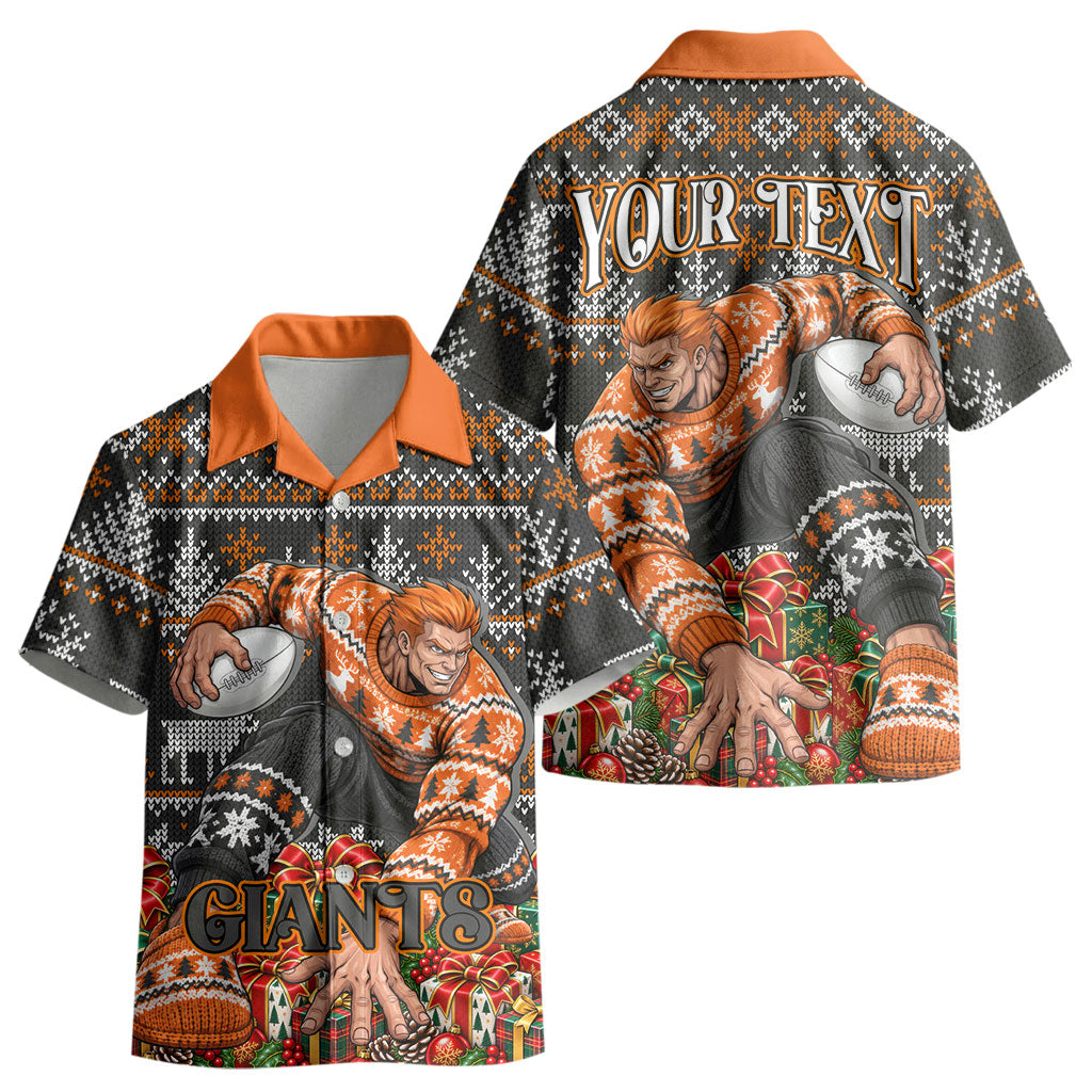 Personalized Giants Football Christmas Kid Hawaiian Shirt Australian Football Mascot - Ugly Xmas Pattern Festive