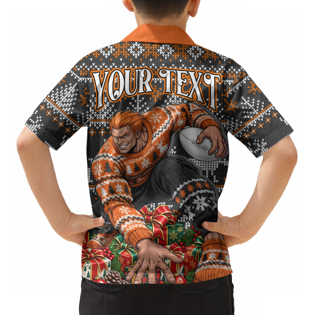 Personalized Giants Football Christmas Kid Hawaiian Shirt Australian Football Mascot - Ugly Xmas Pattern Festive