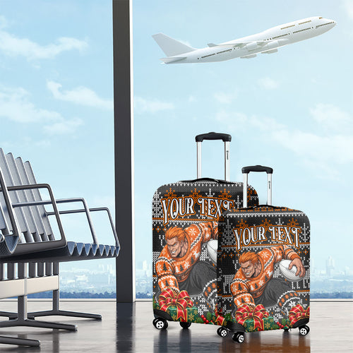 Personalized Giants Football Christmas Luggage Cover Australian Football Mascot - Ugly Xmas Pattern Festive