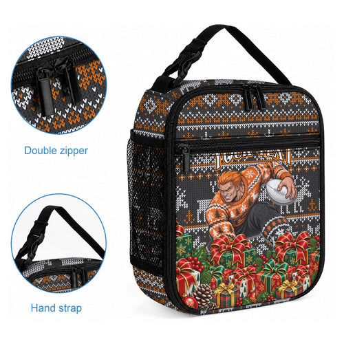 Personalized Giants Football Christmas Lunch Bag Australian Football Mascot - Ugly Xmas Pattern Festive