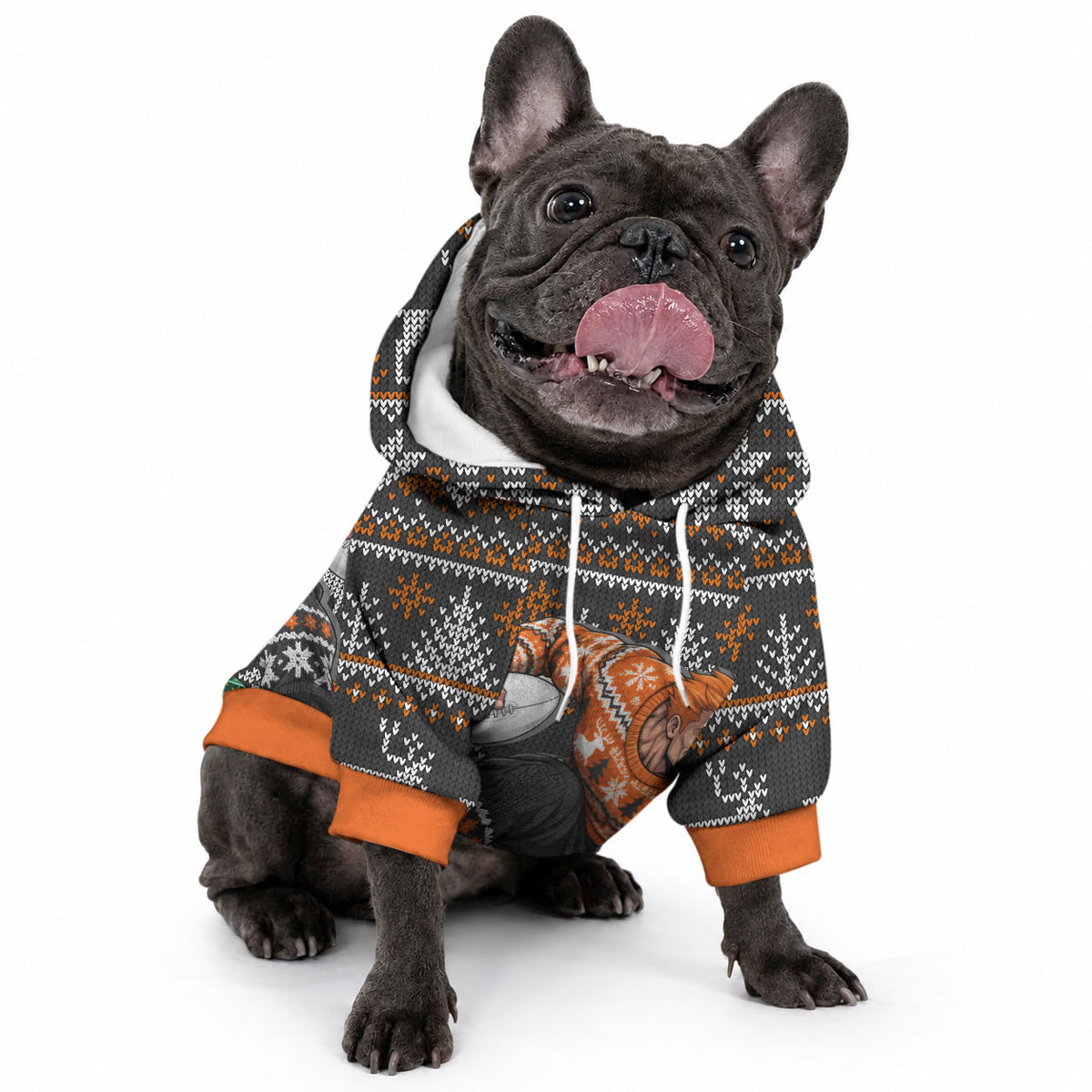 Personalized Giants Football Christmas Pet Hoodie Australian Football Mascot - Ugly Xmas Pattern Festive
