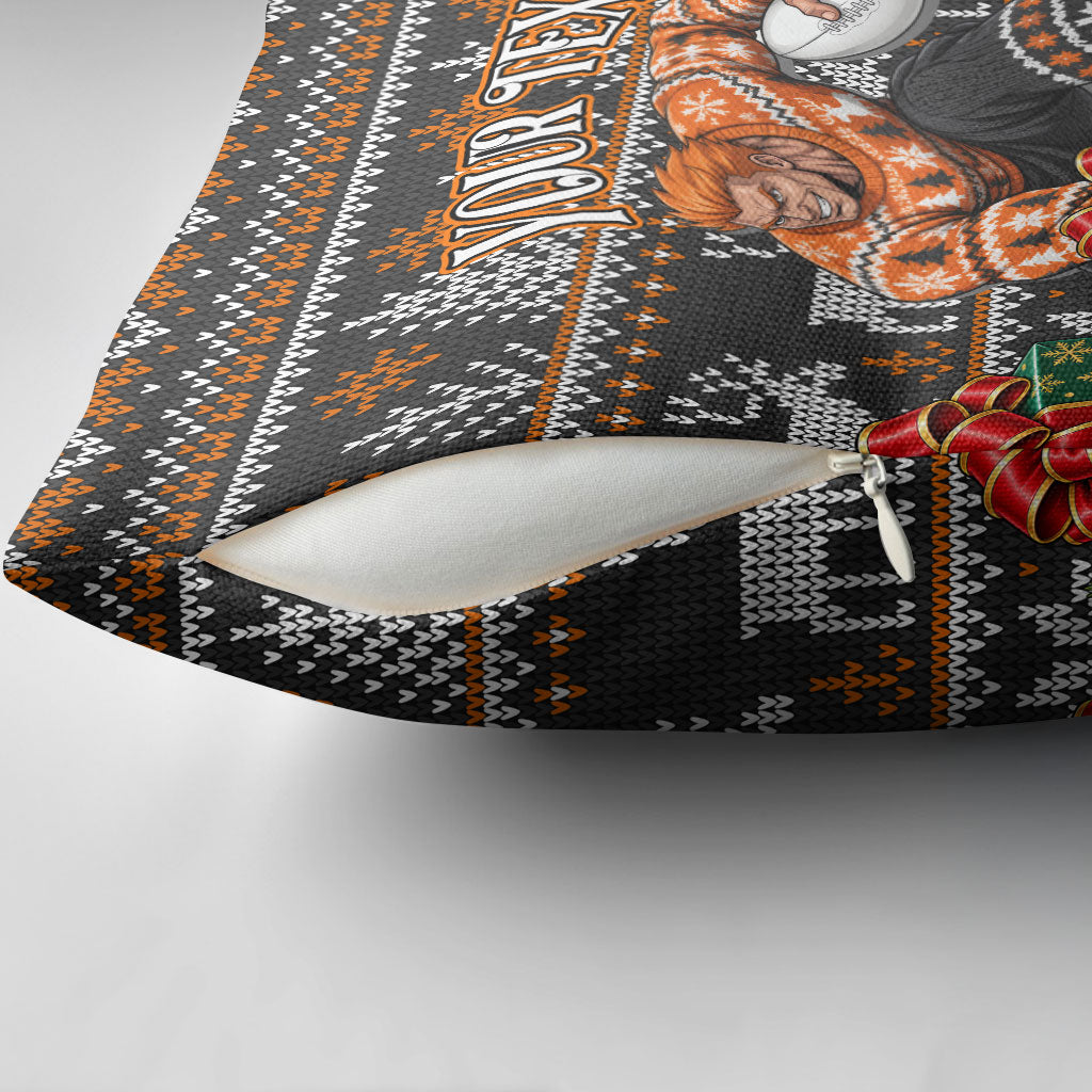 Personalized Giants Football Christmas Pillow Cover Australian Football Mascot - Ugly Xmas Pattern Festive