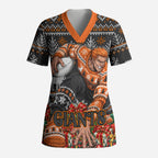 Personalized Giants Football Christmas Scrub Top Australian Football Mascot - Ugly Xmas Pattern Festive