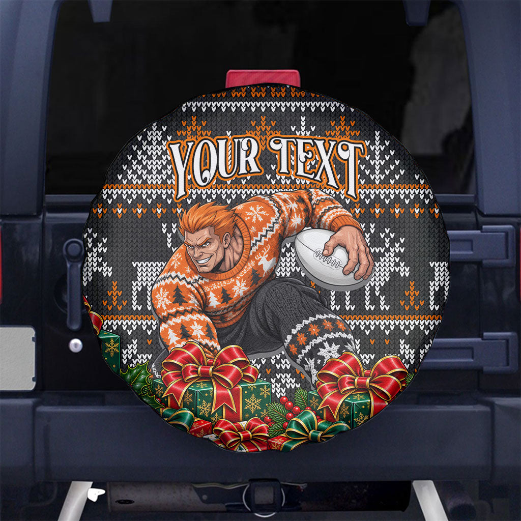 Personalized Giants Football Christmas Spare Tire Cover Australian Football Mascot - Ugly Xmas Pattern Festive
