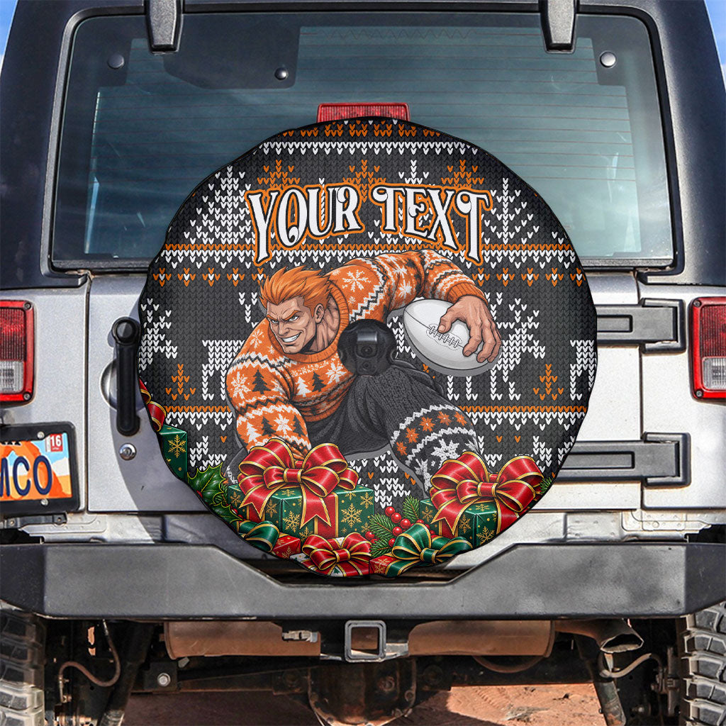 Personalized Giants Football Christmas Spare Tire Cover Australian Football Mascot - Ugly Xmas Pattern Festive