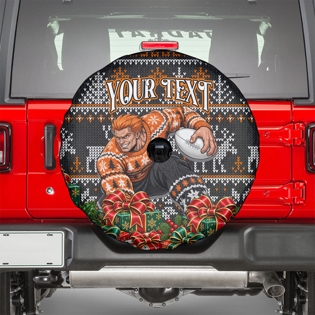 Personalized Giants Football Christmas Spare Tire Cover Australian Football Mascot - Ugly Xmas Pattern Festive