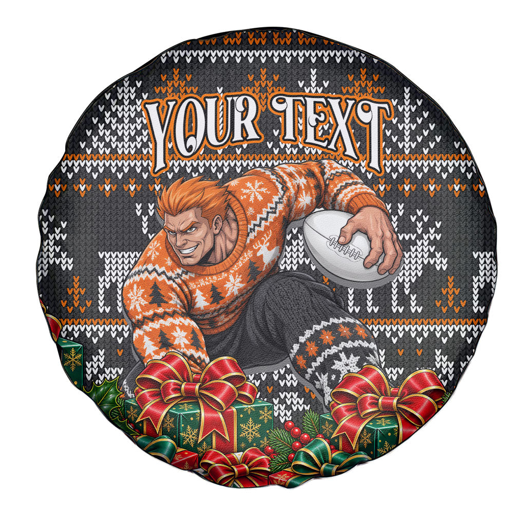 Personalized Giants Football Christmas Spare Tire Cover Australian Football Mascot - Ugly Xmas Pattern Festive