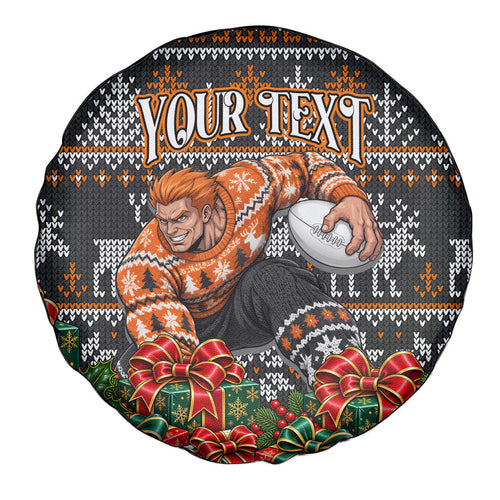 Personalized Giants Football Christmas Spare Tire Cover Australian Football Mascot - Ugly Xmas Pattern Festive