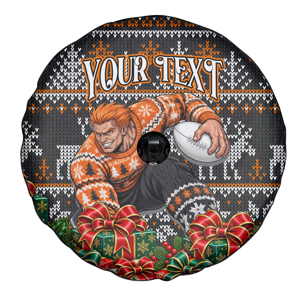 Personalized Giants Football Christmas Spare Tire Cover Australian Football Mascot - Ugly Xmas Pattern Festive