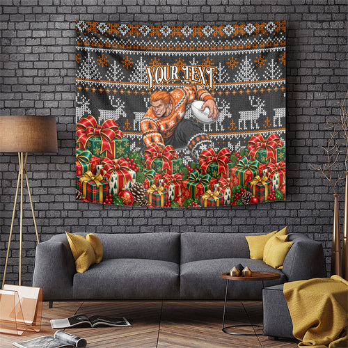Personalized Giants Football Christmas Tapestry Australian Football Mascot - Ugly Xmas Pattern Festive
