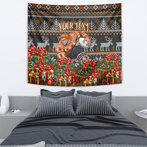 Personalized Giants Football Christmas Tapestry Australian Football Mascot - Ugly Xmas Pattern Festive