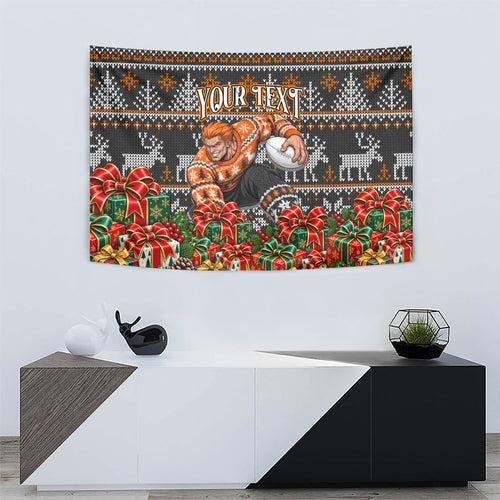 Personalized Giants Football Christmas Tapestry Australian Football Mascot - Ugly Xmas Pattern Festive