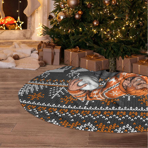 Giants Football Christmas Tree Skirt Australian Football Mascot - Ugly Xmas Pattern Festive