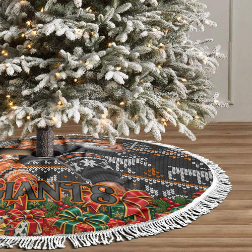Giants Football Christmas Tree Skirt Australian Football Mascot - Ugly Xmas Pattern Festive