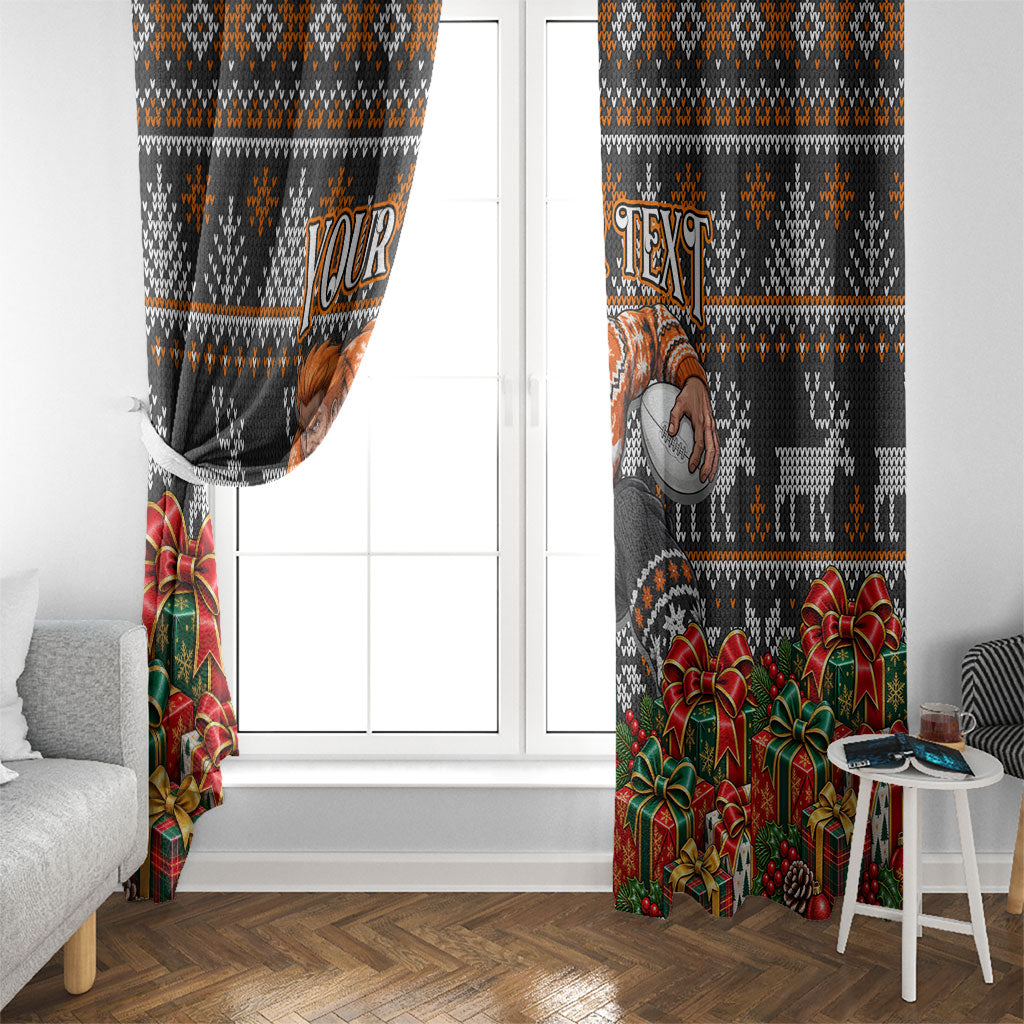 Personalized Giants Football Christmas Window Curtain Australian Football Mascot - Ugly Xmas Pattern Festive