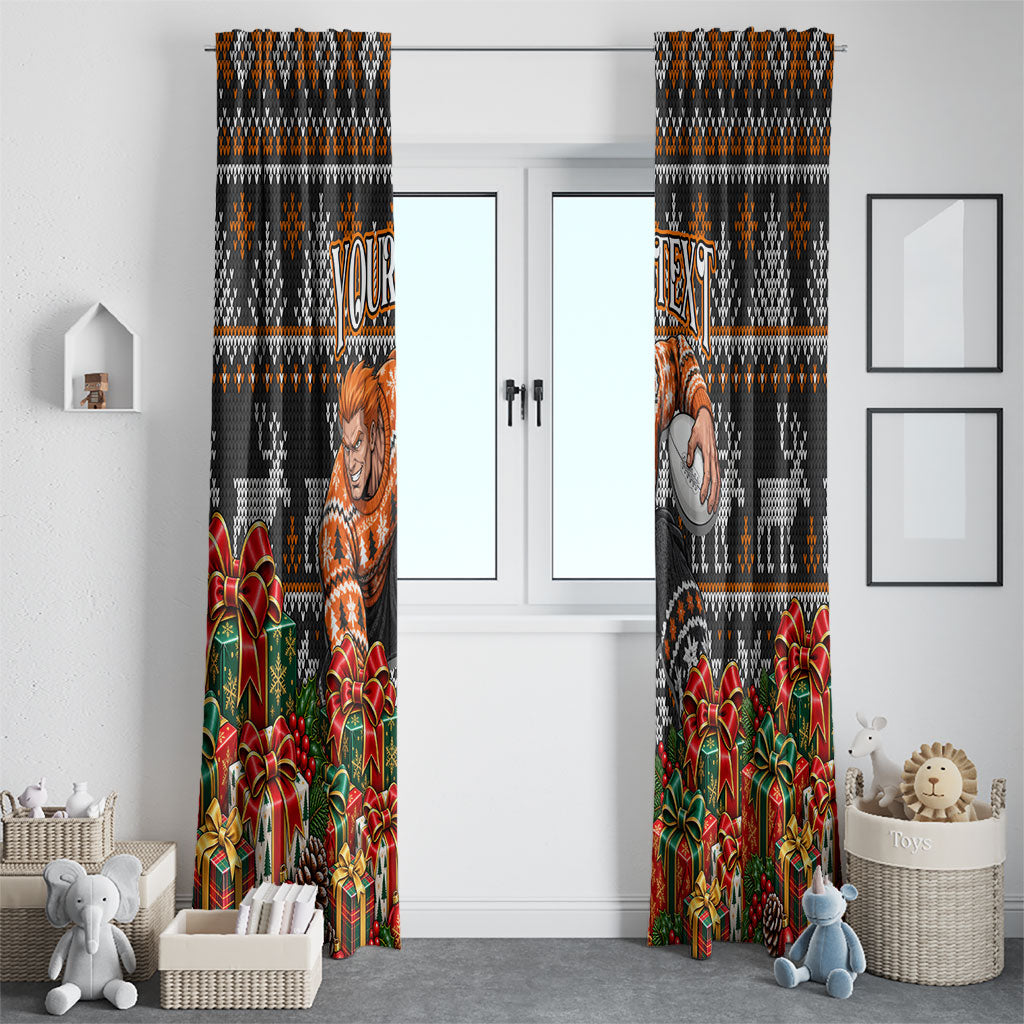 Personalized Giants Football Christmas Window Curtain Australian Football Mascot - Ugly Xmas Pattern Festive