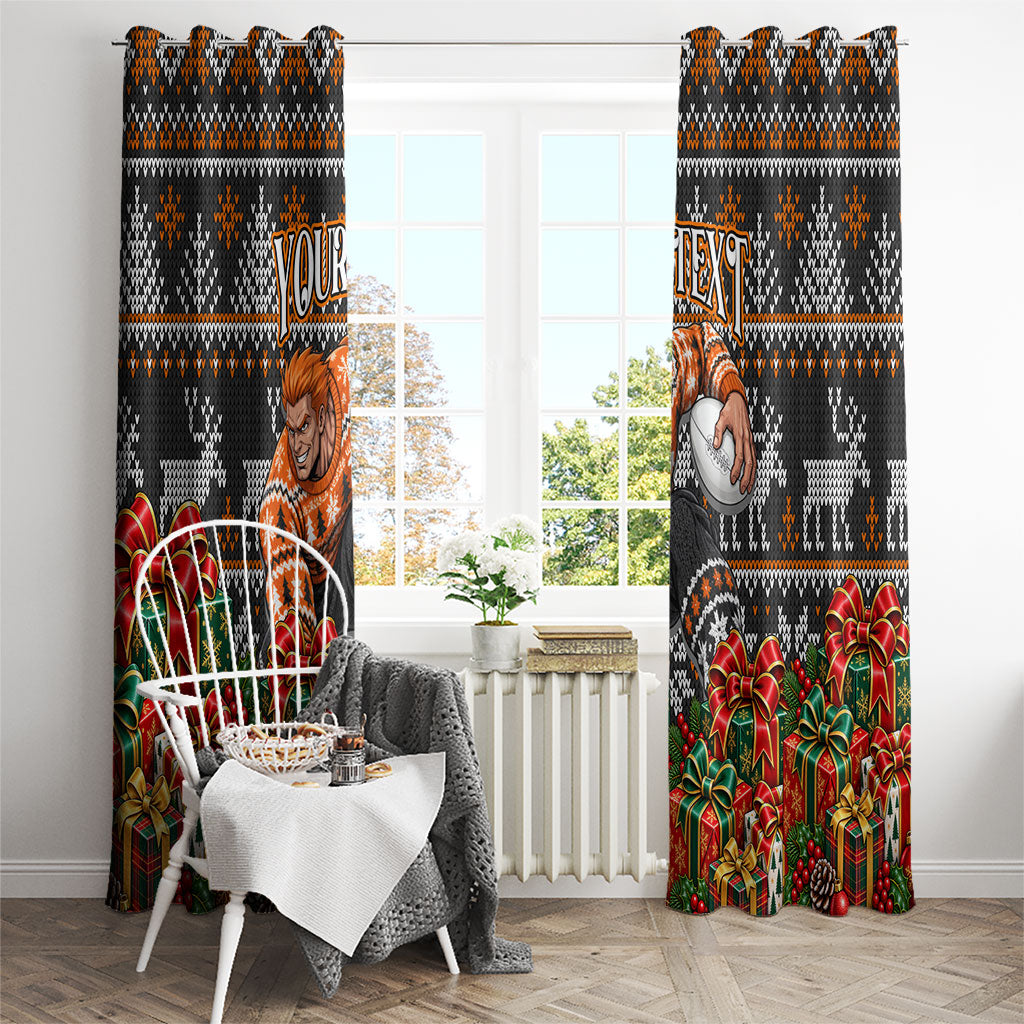 Personalized Giants Football Christmas Window Curtain Australian Football Mascot - Ugly Xmas Pattern Festive