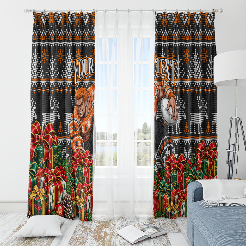 Personalized Giants Football Christmas Window Curtain Australian Football Mascot - Ugly Xmas Pattern Festive