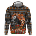 Personalized Giants Football Christmas Zip Hoodie Australian Football Mascot - Ugly Xmas Pattern Festive
