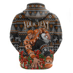 Personalized Giants Football Christmas Zip Hoodie Australian Football Mascot - Ugly Xmas Pattern Festive