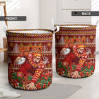 Personalized Gold Coast Suns Football Christmas Laundry Basket Australian Football Mascot - Ugly Xmas Pattern Festive