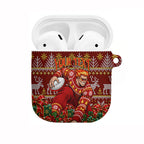 Personalized Gold Coast Suns Football Christmas AirPods Case Australian Football Mascot - Ugly Xmas Pattern Festive