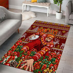 Personalized Gold Coast Suns Football Christmas Area Rug Australian Football Mascot - Ugly Xmas Pattern Festive
