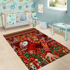 Personalized Gold Coast Suns Football Christmas Area Rug Australian Football Mascot - Ugly Xmas Pattern Festive