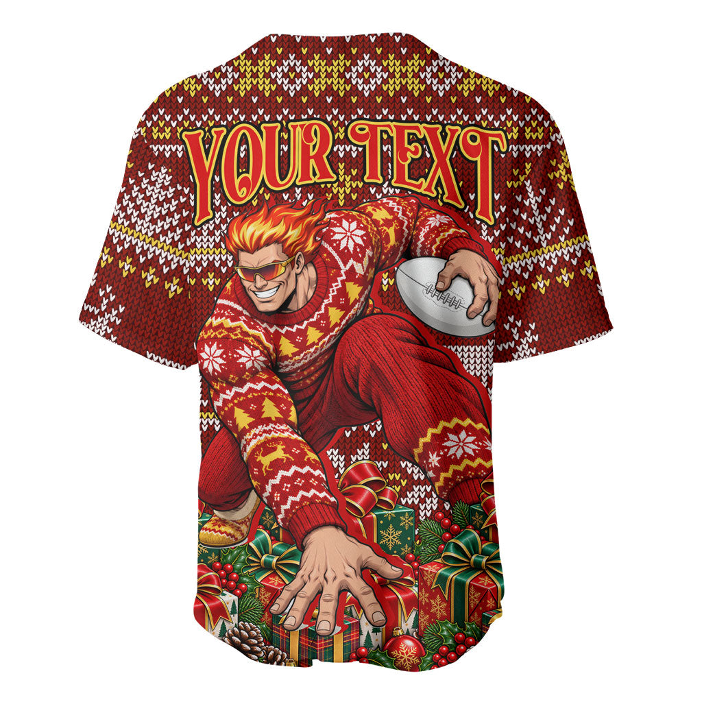 Personalized Gold Coast Suns Football Christmas Baseball Jersey Australian Football Mascot - Ugly Xmas Pattern Festive