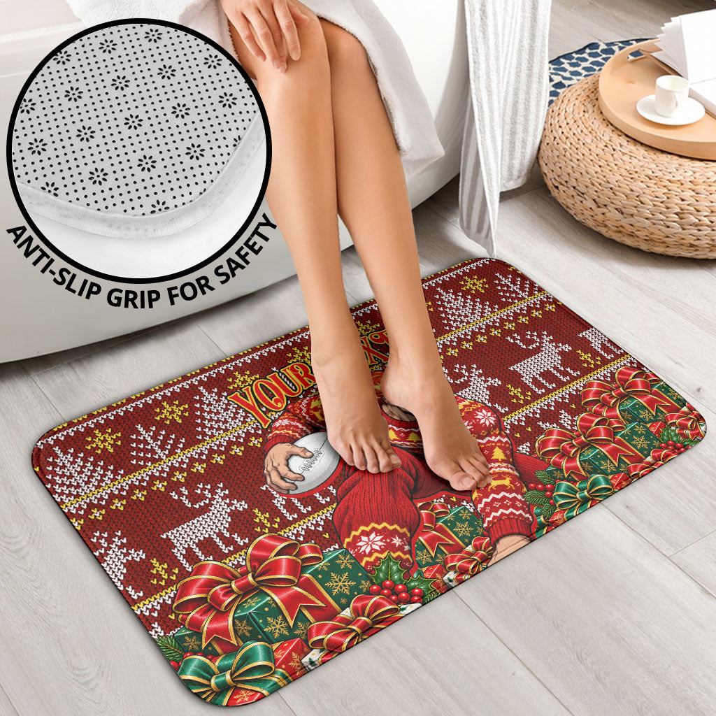 Personalized Gold Coast Suns Football Christmas Bathroom Set Australian Football Mascot - Ugly Xmas Pattern Festive