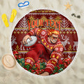 Personalized Gold Coast Suns Football Christmas Beach Blanket Australian Football Mascot - Ugly Xmas Pattern Festive