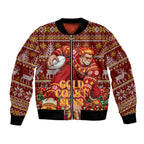 Personalized Gold Coast Suns Football Christmas Bomber Jacket Australian Football Mascot - Ugly Xmas Pattern Festive