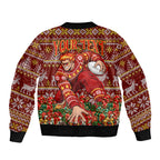 Personalized Gold Coast Suns Football Christmas Bomber Jacket Australian Football Mascot - Ugly Xmas Pattern Festive