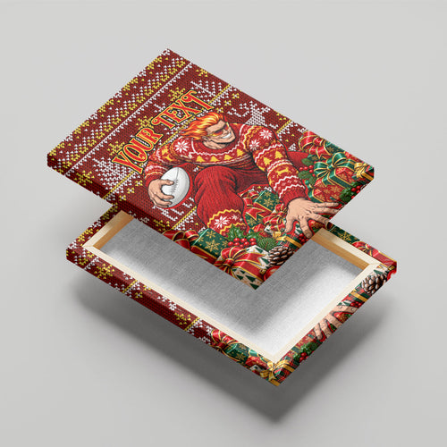 Personalized Gold Coast Suns Football Christmas Canvas Wall Art Australian Football Mascot - Ugly Xmas Pattern Festive