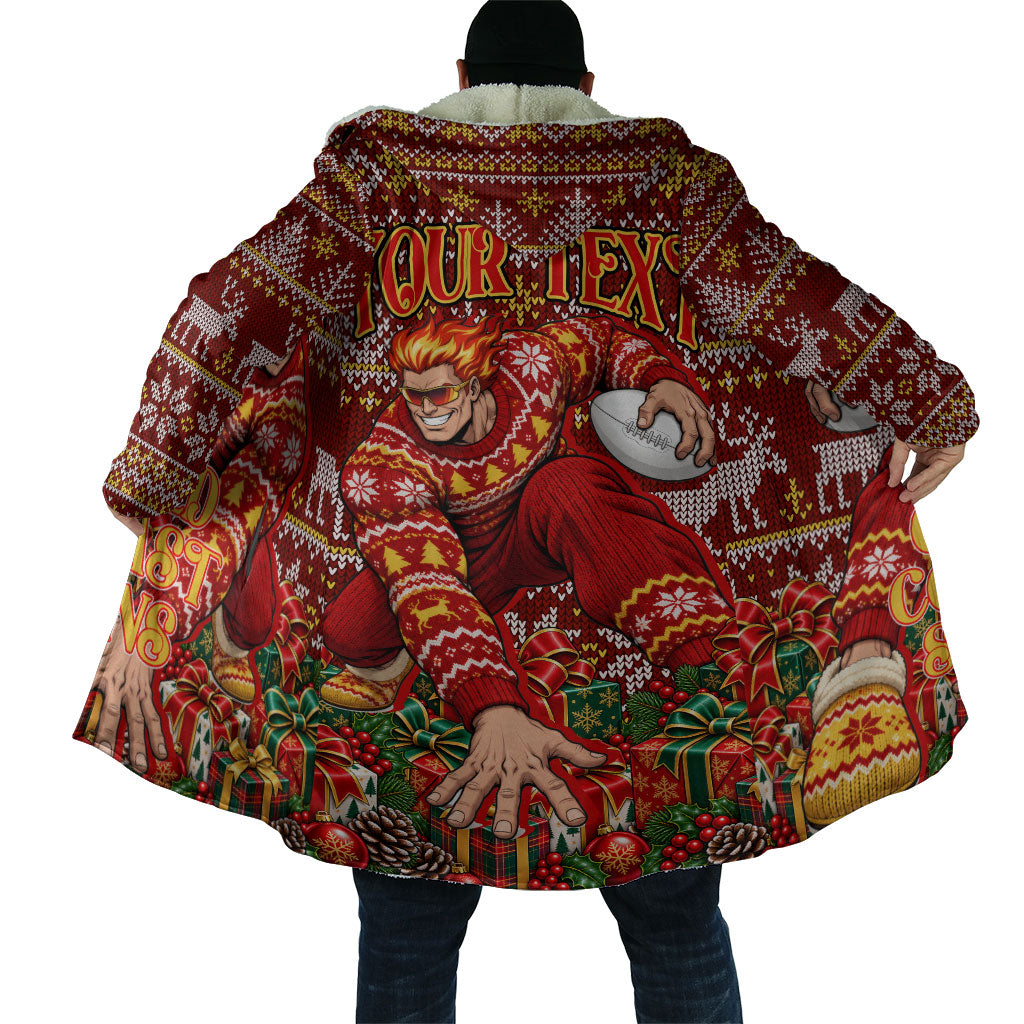 Personalized Gold Coast Suns Football Christmas Cloak Australian Football Mascot - Ugly Xmas Pattern Festive