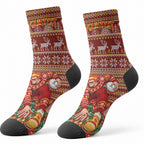 Personalized Gold Coast Suns Football Christmas Crew Socks Australian Football Mascot - Ugly Xmas Pattern Festive