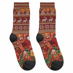 Personalized Gold Coast Suns Football Christmas Crew Socks Australian Football Mascot - Ugly Xmas Pattern Festive