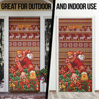 Personalized Gold Coast Suns Football Christmas Door Cover Australian Football Mascot - Ugly Xmas Pattern Festive