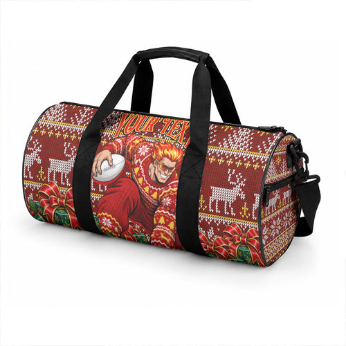 Personalized Gold Coast Suns Football Christmas Duffle Bag Australian Football Mascot - Ugly Xmas Pattern Festive
